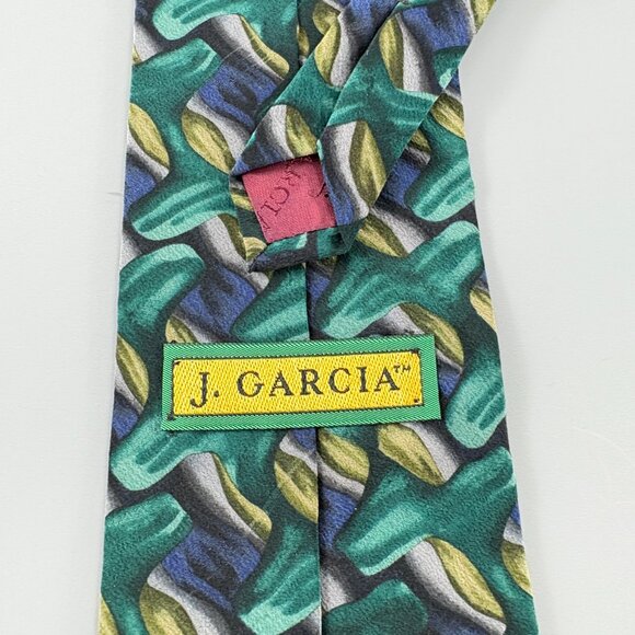 J. Garcia Mesa Collection Seven Green / Purple Abstract Men's Tie 4" x 60" - Picture 3 of 4